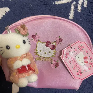 헬로키티 기모노 봉제 인형 파우치 포함