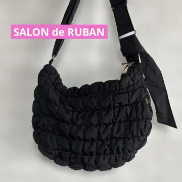 새상품 SALON de RUBAN 퀼팅 숄더백 블랙 리본 포함