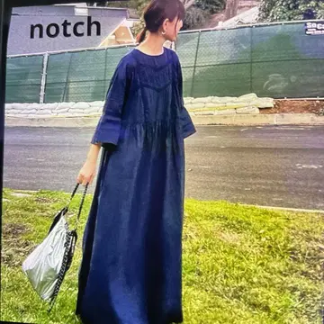 notch 인도면 시어 레이스 절개 원피스 네이비 292