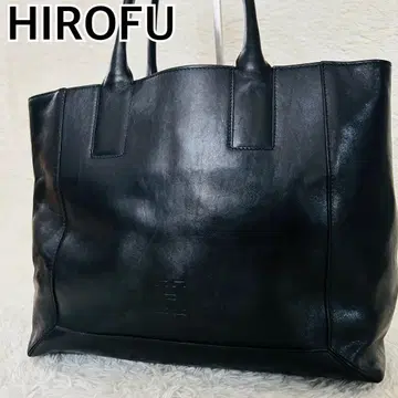 히로후 HIROFU 핸드백 스퀘어 올 가죽 블랙 H 로고