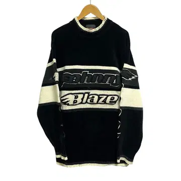 KS 90s Johnny Blaze 모크넥 니트 스웨터 블랙