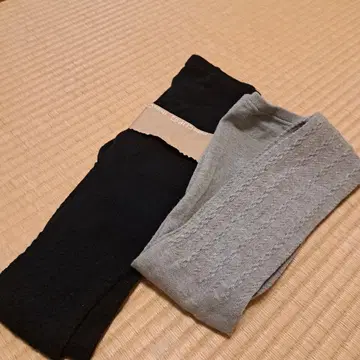 스튜디오 클립 짜임 무늬 블랙 그레이 레깅스 2종 세트