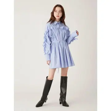 LILY BROWN 프릴 셔츠 미니 원피스