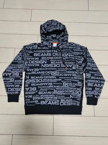 BEAMS DESIGN 로고 프린트 후드티 블랙 M 사이즈