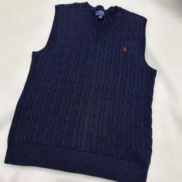 새상품급 랄프 로렌 XL(18-20) 케이블 니트 베스트 V넥