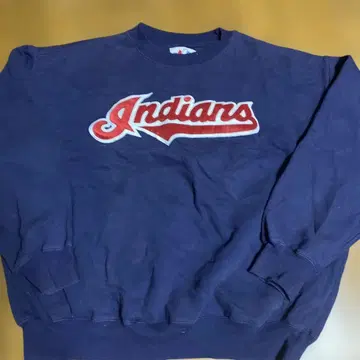 MLB 인디언즈 맨투맨 트레이닝복 남성용 XL 네이비 와펜