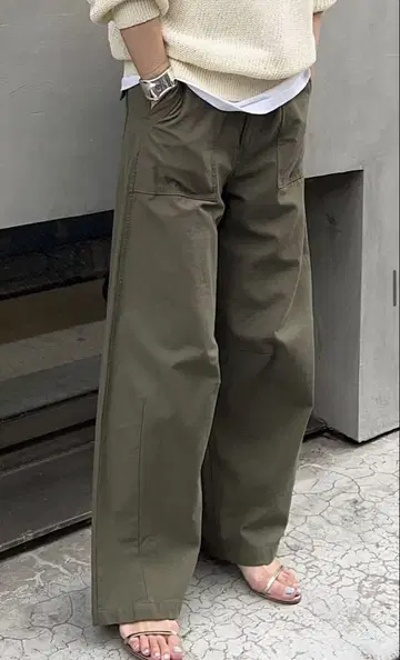 베이지 와이드 팬츠