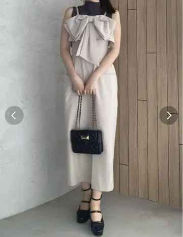 dazzlin 리본 디자인 I 라인 원피스 베이지