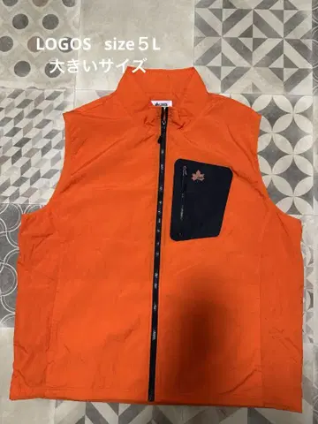 로고스 오렌지 베스트 프론트 포켓 부착 남성용 5L 빅 사이즈