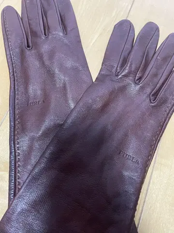 FURLA 다크 브라운 가죽 롱 그로브