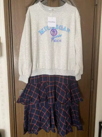 DONOBAN 프릴 원피스 체크 가을 가을 원피스
