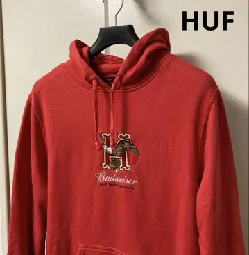 HUF 버드와이저 가슴 로고 후드티 풀오버 남성용 L