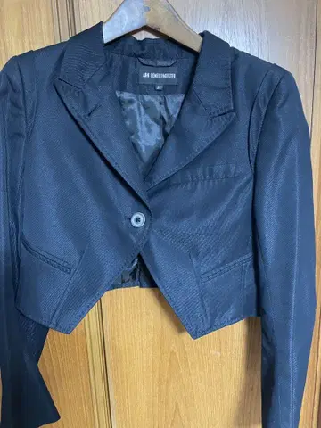 ann demeulemeester 블랙 테일러드 크롭 자켓