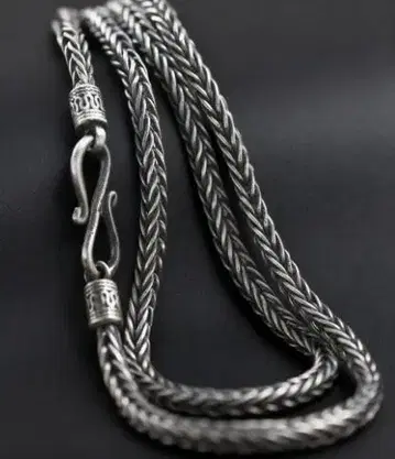 실버 925 목걸이 뱀뼈 체인 손뜨개질 레트로 체인 약 60cm 4mm