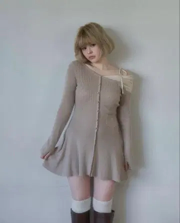 ANDMARY Helen knit flare mini dress
