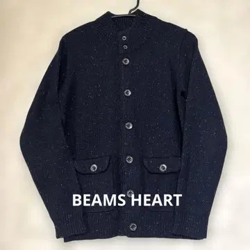 BEAMS HEART 네이비 긴팔 가디건 포켓 부착 [ M ]