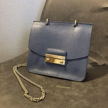 FURLA 숄더 핸드 백 블루 탑 핸들 2WAY 훌라
