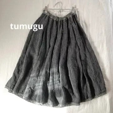 tumugu 쓰무구 린넨 스커트 스트라이프