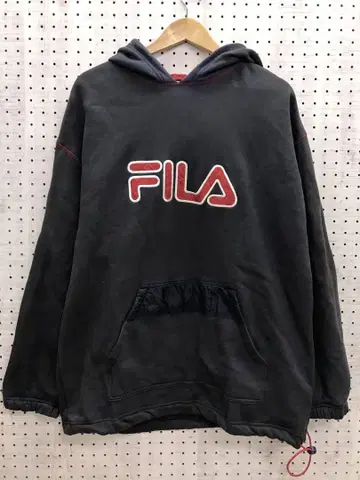 FILA 올드 레트로 스포츠 구제 의류 캥거루 포켓 후드 맨투맨
