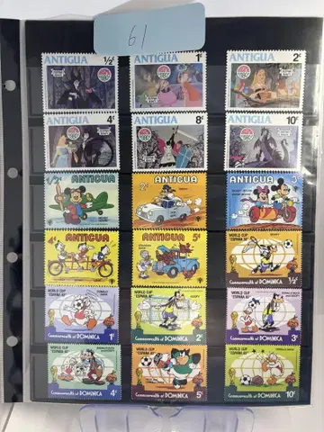 디즈니 앤티크 우표 해외 기념우표 미사용 세트 4번