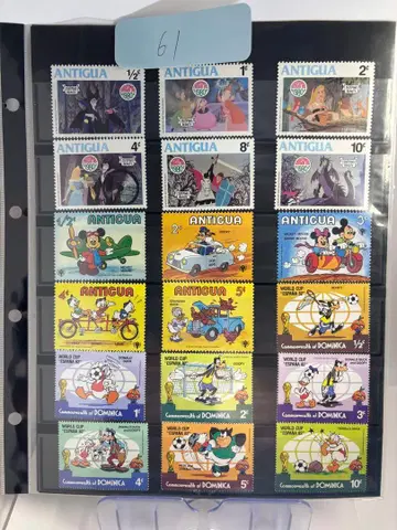 디즈니 앤티크 우표 해외 기념우표 미사용 세트 4번