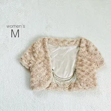 볼레로 반팔 크롭 푸들 퍼 보아 액세서리 포함 결혼식 [ M ] 새상품급