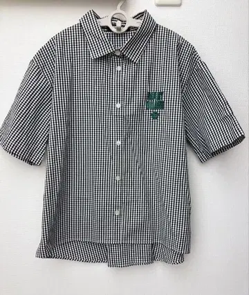 마리콴트 반팔 셔츠 블라우스 블랙 x 화이트 체크 새상품