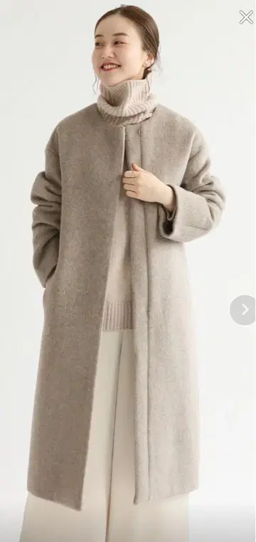 IENA 램스울 노카라 롱 코트