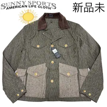 새상품 미사용 사니 스포츠 헌팅 자켓 카모플라쥬 트위드 코듀로이 옷깃