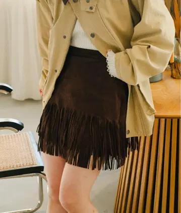 스웨이드 미니 스커트