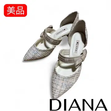DIANA 베이지 계열 트위드 펌프스 중간 힐