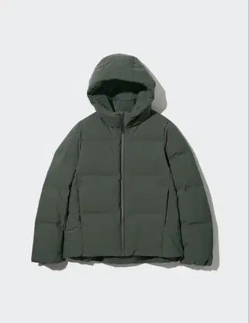UNIQLO 심리스 다운 후드티 OLIVE S