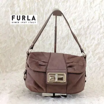 [새상품급] 훌라 브라운 원 숄더백 주름 가공 가죽 턴락