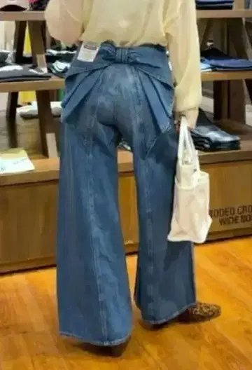 로데오 크라운 빅 리본 데님 팬츠 데님 리본 택 포함 새상품
