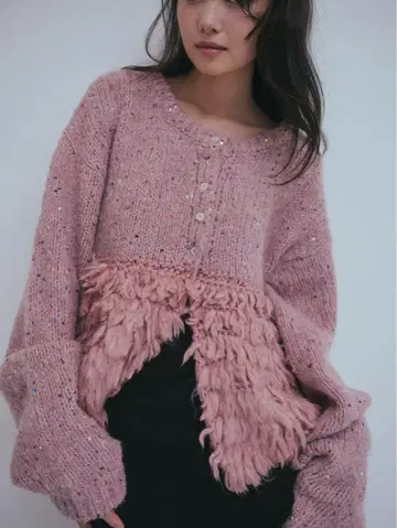 [ 미사용 새상품 ] fringe design gritterknit