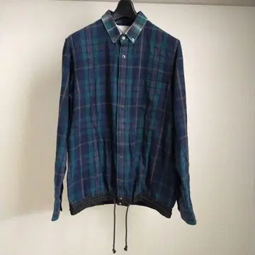 sacai 13AW 드로우 스트링 타탄 체크 코튼 플란넬 셔츠