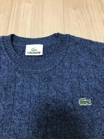 LACOSTE 네이비 케이블 니트 스웨터