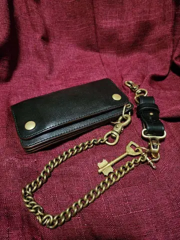 N leather 롱 트래커 지갑 커스텀 지갑 체인 포함
