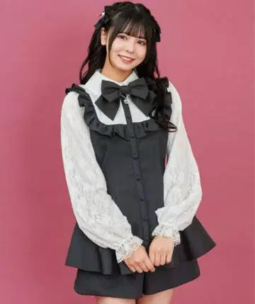 시크릿 허니 레이스 소매 요크 프릴 셋업