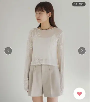 Kastane 플라워 코드 자수 시어 TOPS