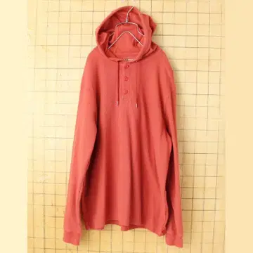 LLBean 헨리 서멀 티셔츠 후드 부착 긴팔 롱티 레드 L aw134