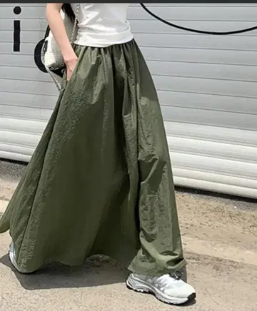 Doux Bell 볼륨 롱 스커트 카키 L 사이즈