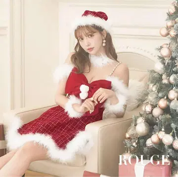 레드 산타 코스프레 드레스 모자 포함