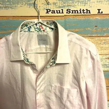 Paul Smith 폴스미스 셔츠 핑크 체크 무늬 꽃무늬 L 사이즈
