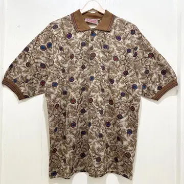 빈티지 이탈리아제 90s 레트로 올 패턴 피케 셔츠 꽃무늬
