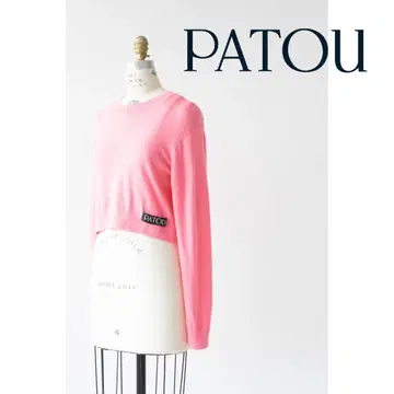 PATOU 파투 크롭 로고 니트탑