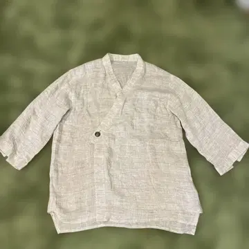 요키모노 구락부 린넨 베이지 7부 소매 셔츠