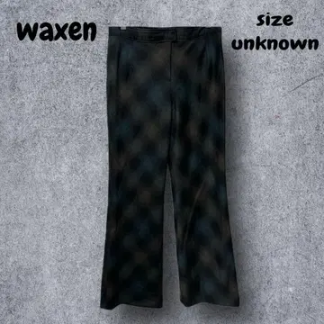 870 [ waxen ] 팬츠 체크 약간 플레어 가을/겨울용 그린 계열