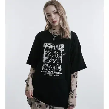 jouetie 쥬에티 그런지 그래픽 T셔츠 블랙 반팔