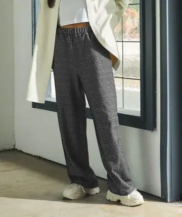 DURAS 더블 자카드 올 패턴 팬츠